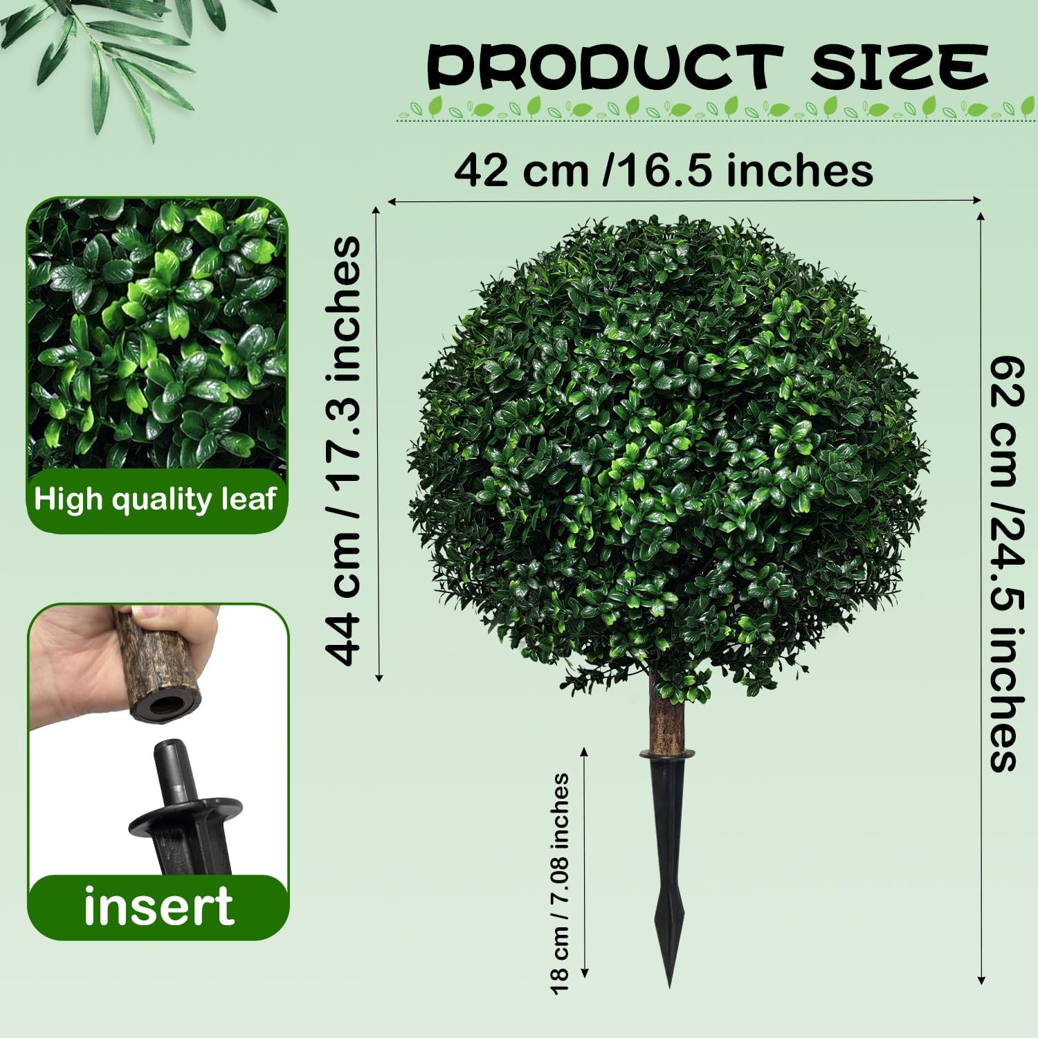 Set of 2 Artificial Boxwood Topiary Trees 245 Inch Tall