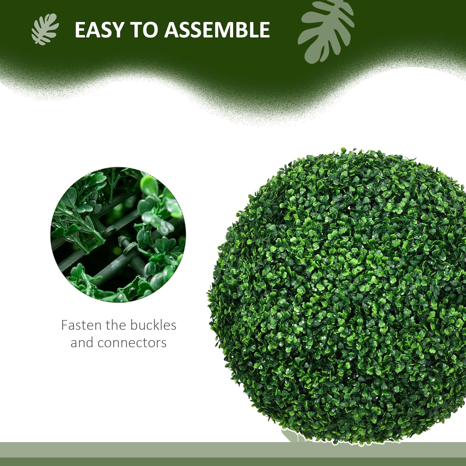 HOMCOM Artificial Boxwood Topiary Ball Set of 2