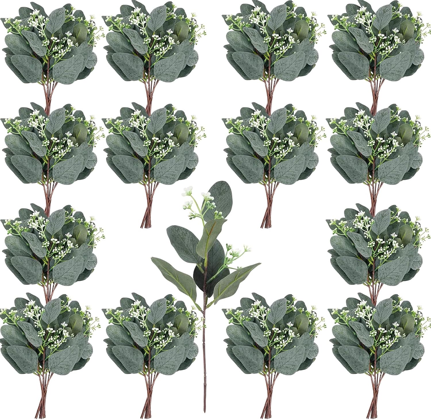 64 pcs Artificial Greenery Stems with 384 Leaves for Floral Arrangements