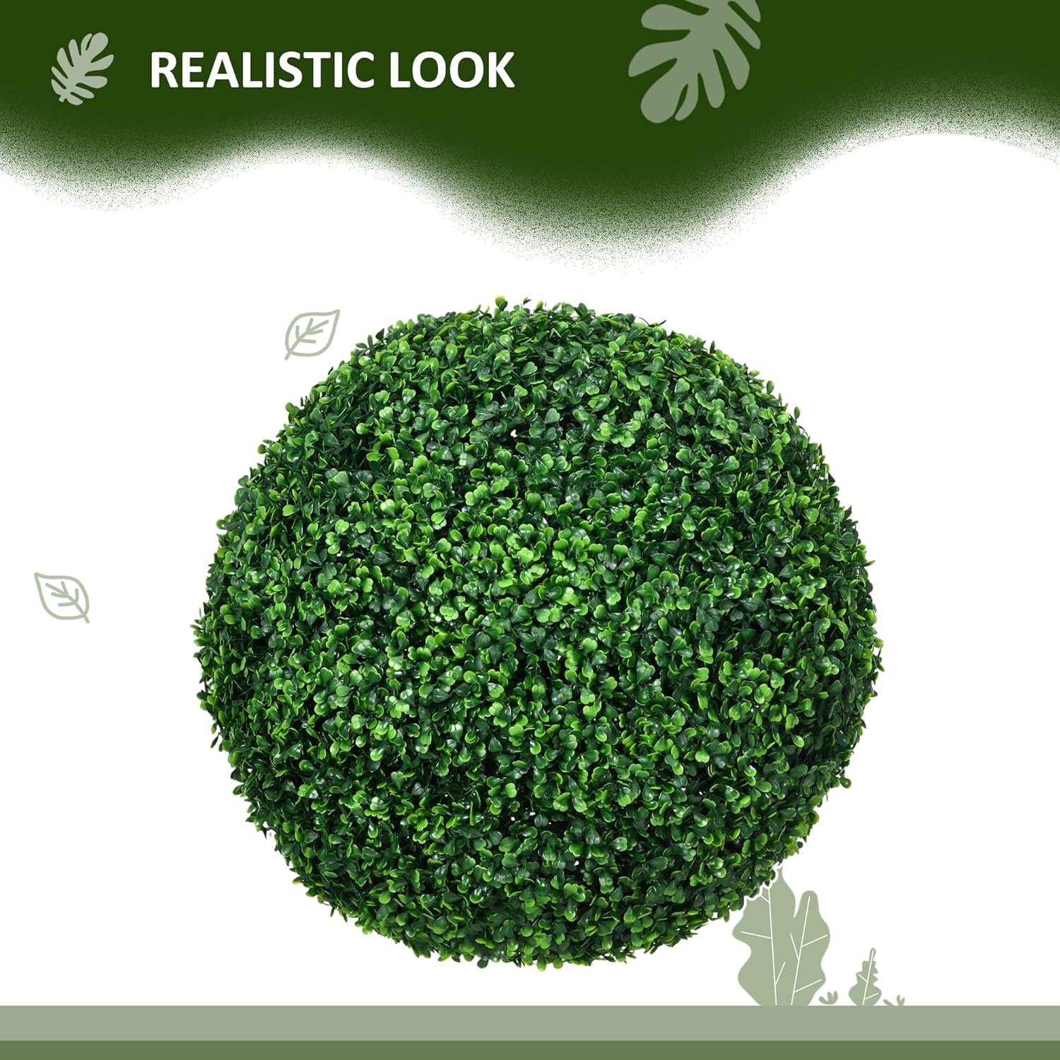 HOMCOM Artificial Boxwood Topiary Ball Set of 2