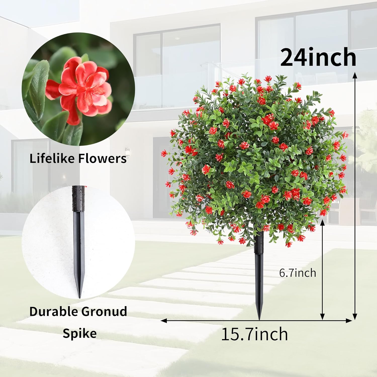 24 Inch Artificial Boxwood Topiary Set of 2