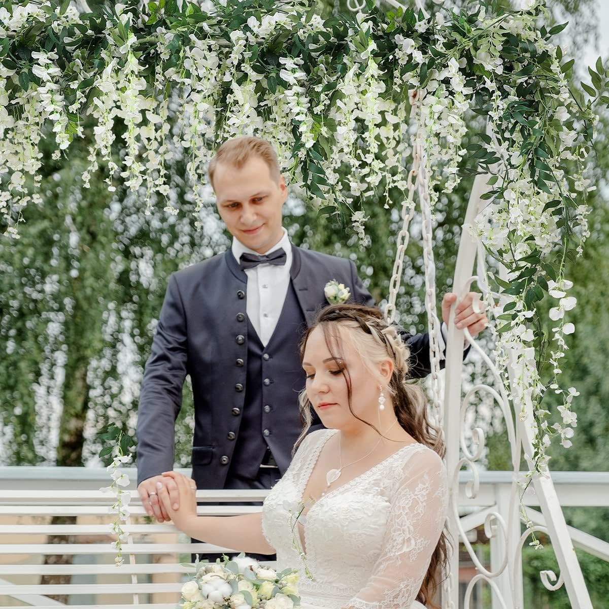 3 Pcs 72 Ft Artificial Wisteria Garland White