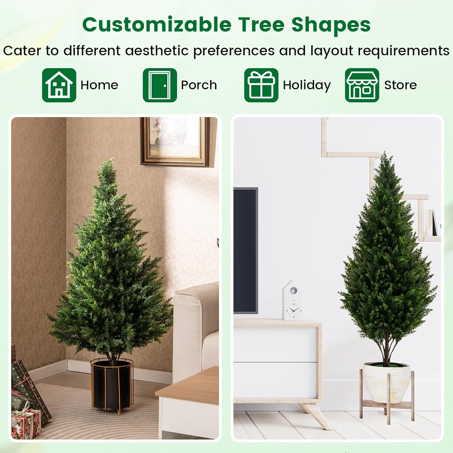 Goplus Artificial Cedar Topiary Trees Set of 2