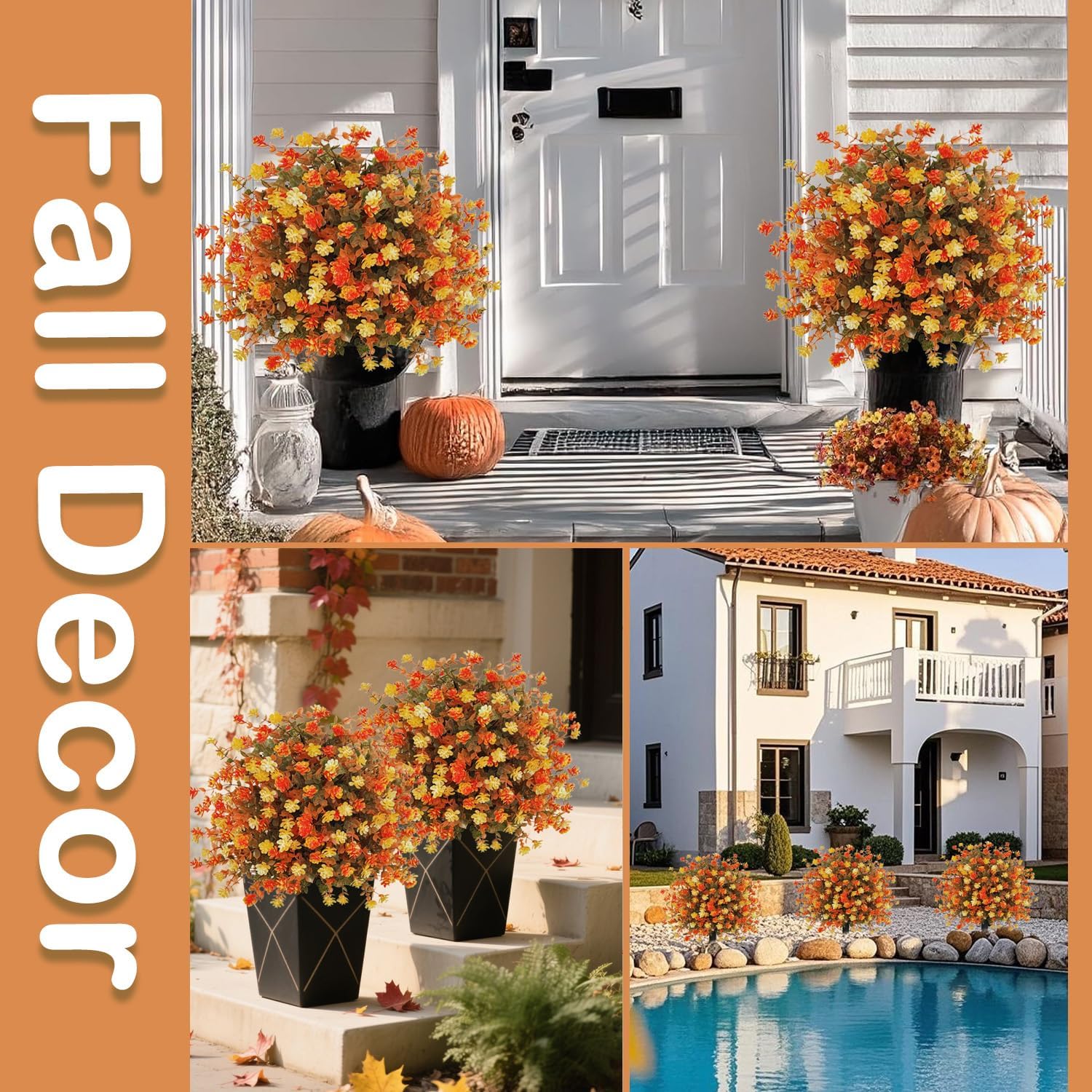 2 Pack Fall Artificial Topiary Trees with Ground Spikes