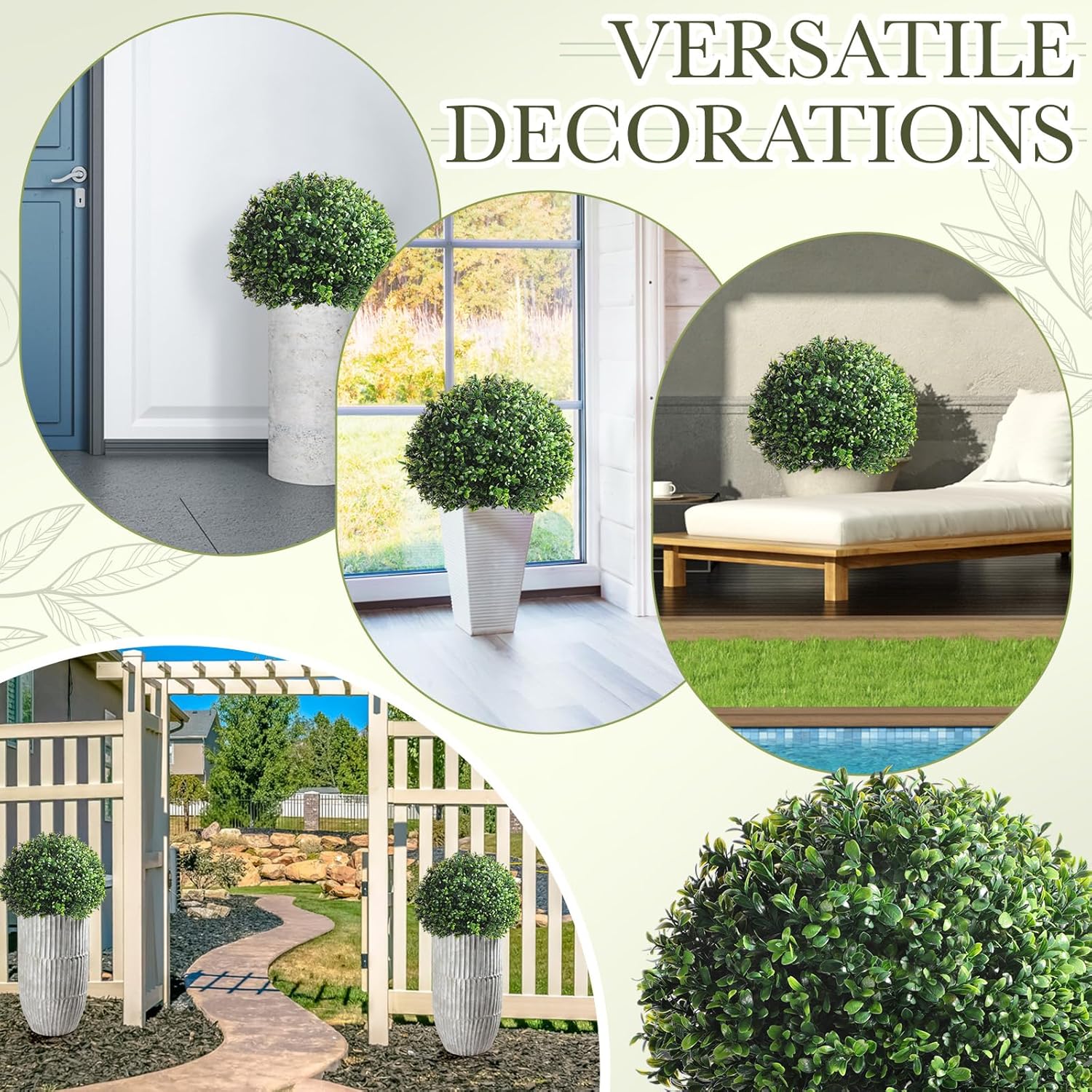 Yunlly 4 Pack 18 Inch Artificial Boxwood Topiary Trees