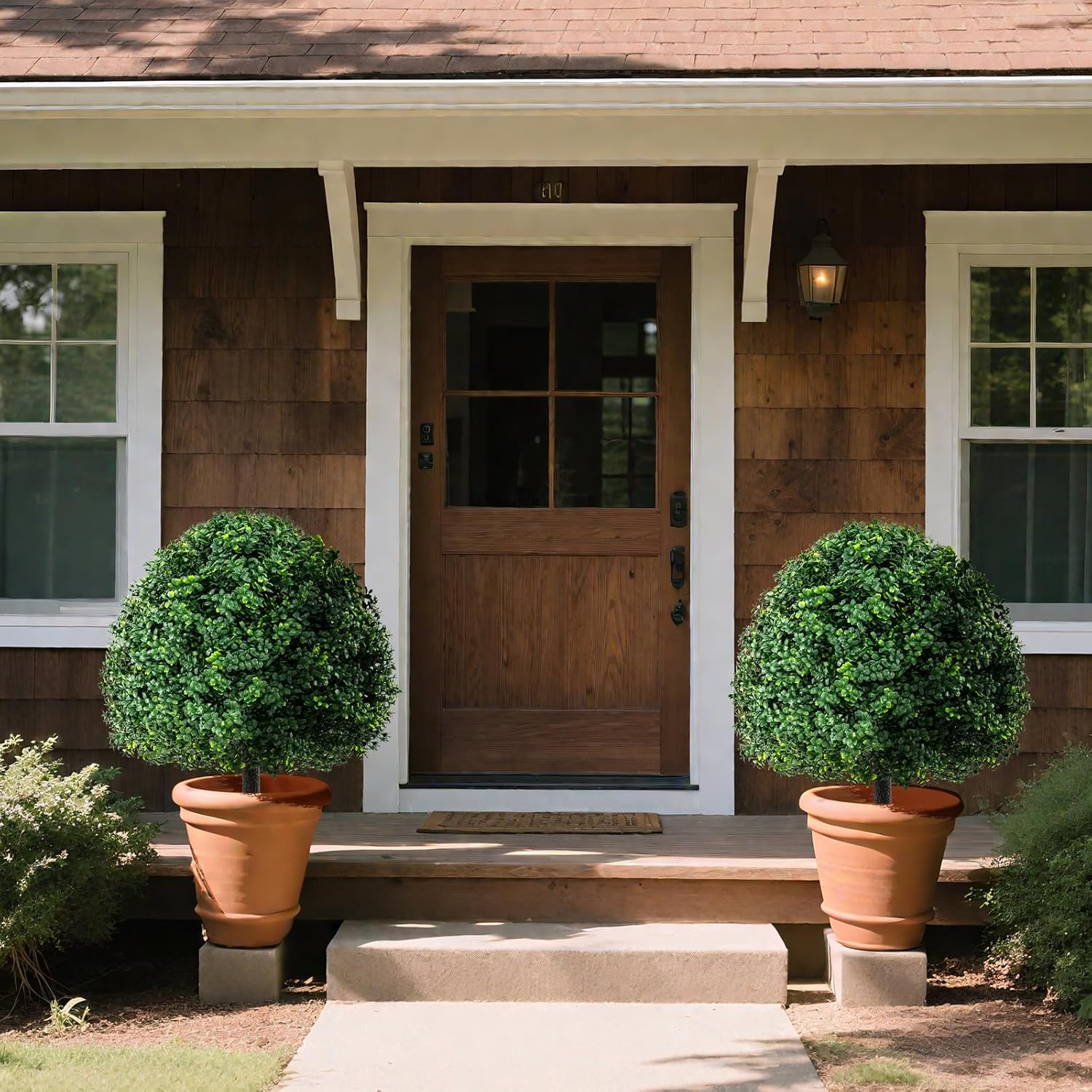 Goplus 28 Inches Artificial Boxwood Topiary Set 2 Pack