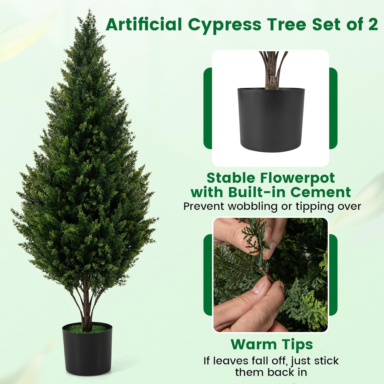 Goplus Artificial Cedar Topiary Trees Set of 2