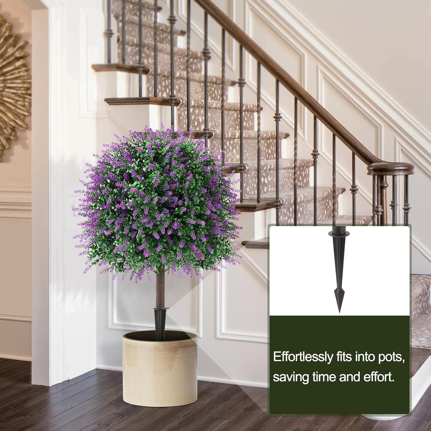 26 Inch Artificial Lavender Topiary Set of 2