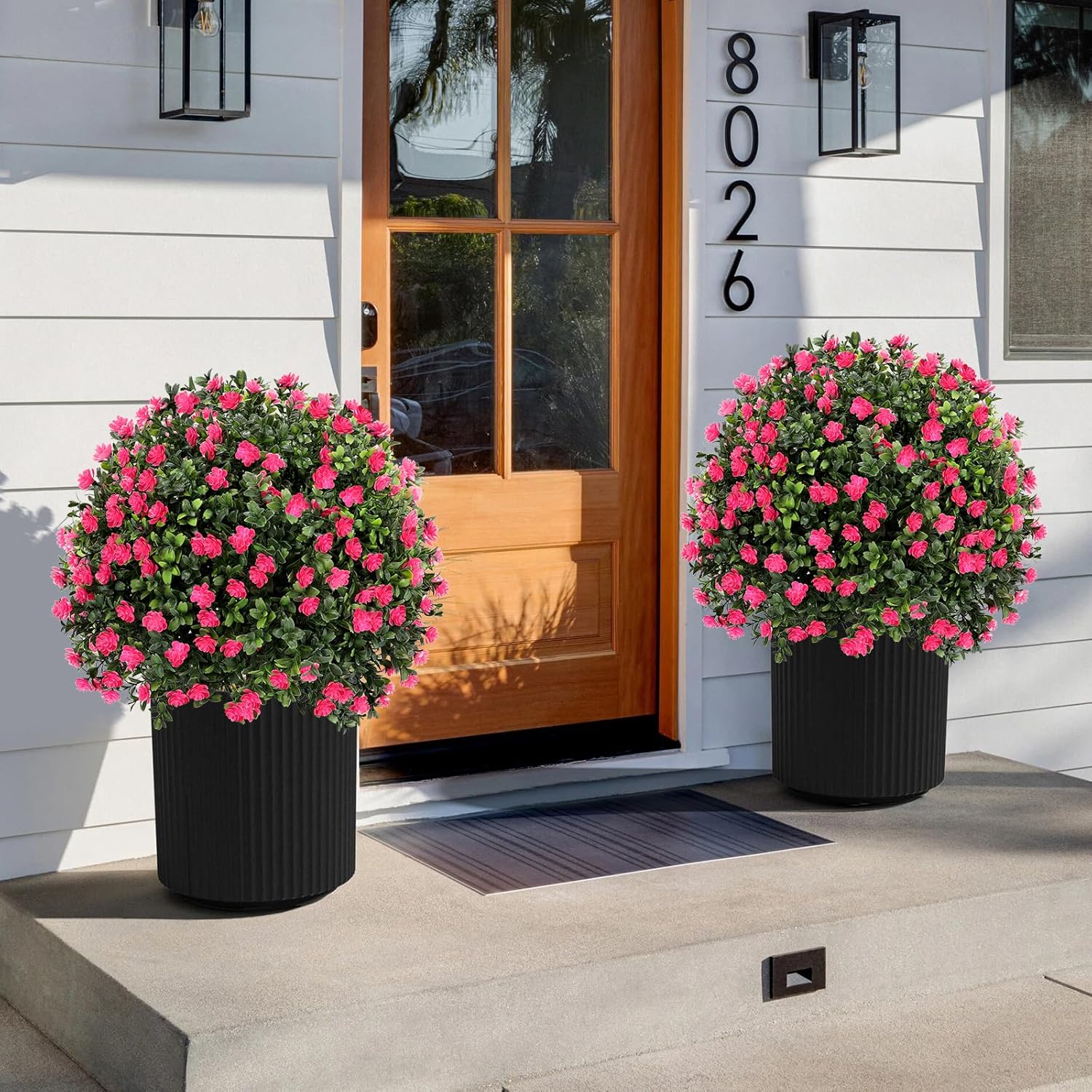 Artificial Pink Camellia Topiary Ball Tree 25 Set of 2