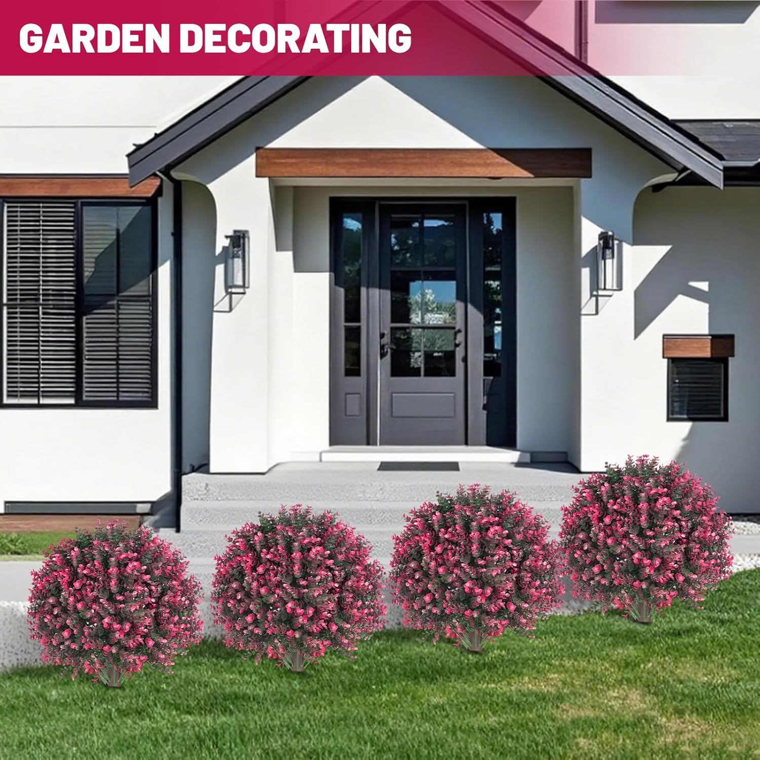 256 Inch Artificial Pink Eucalyptus Topiary Ball Trees 2 Pack