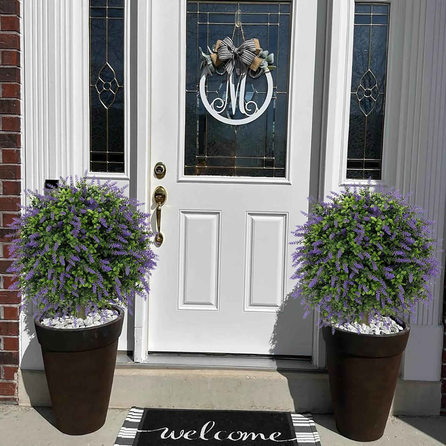 Artificial Lavender Topiary Ball Trees Set of 2 24 Inch