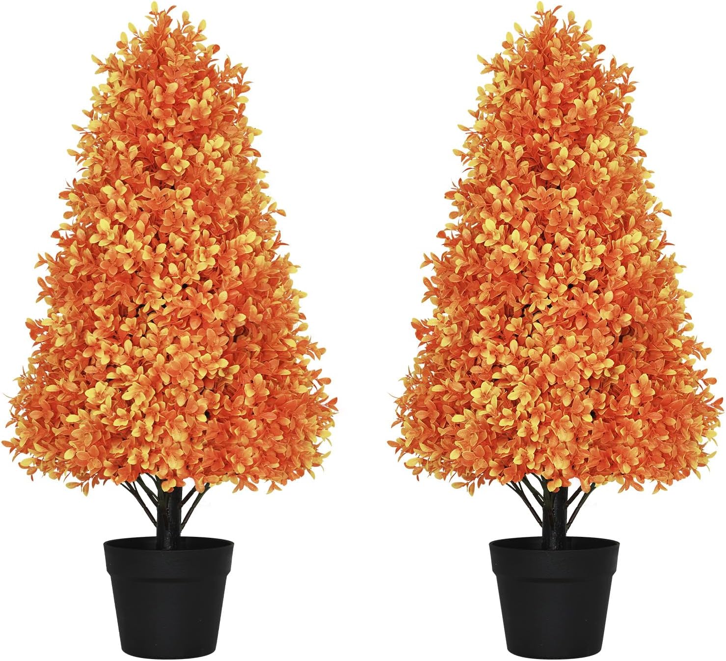 30 Inch Fall Boxwood Topiary Artificial Outdoor Set of 2
