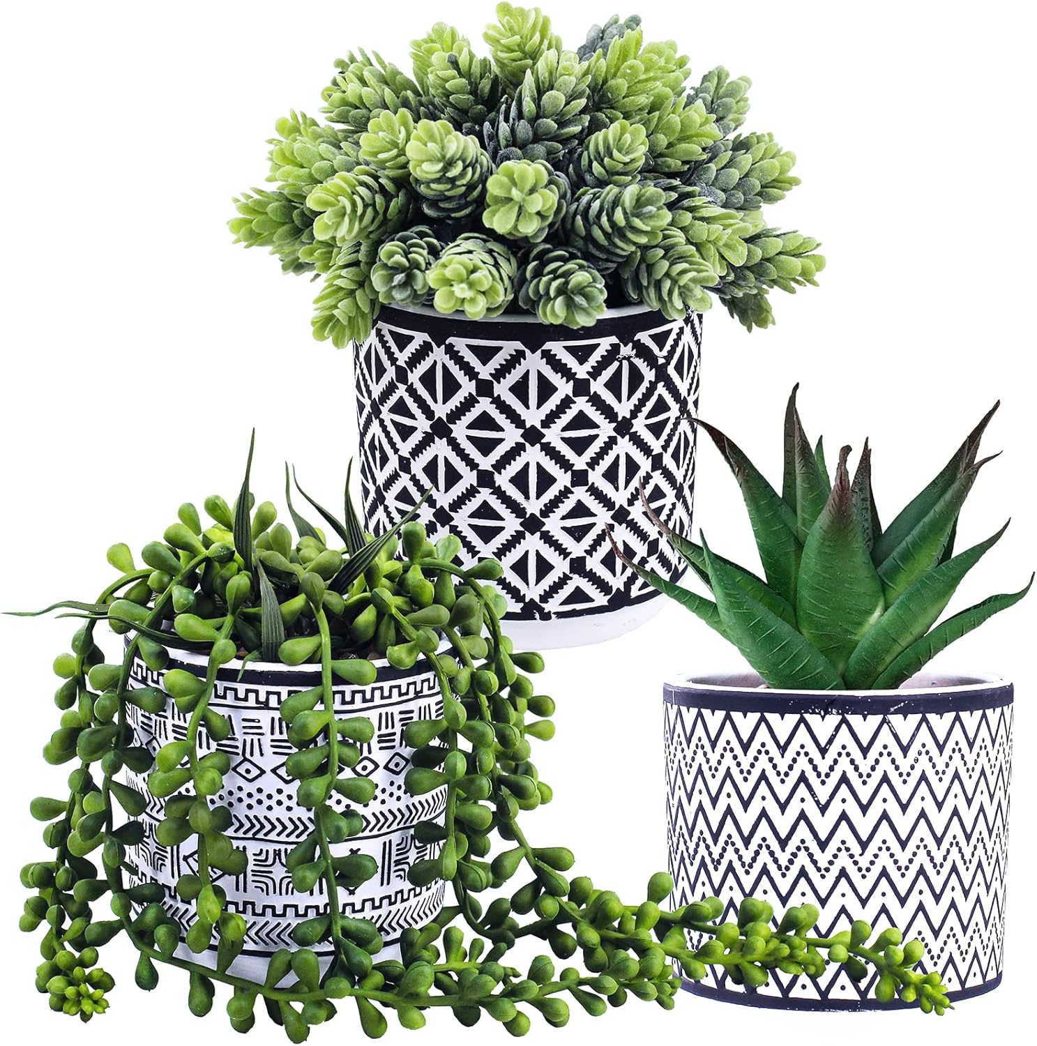Winlyn 3 Pcs Artificial Succulent Plants Set