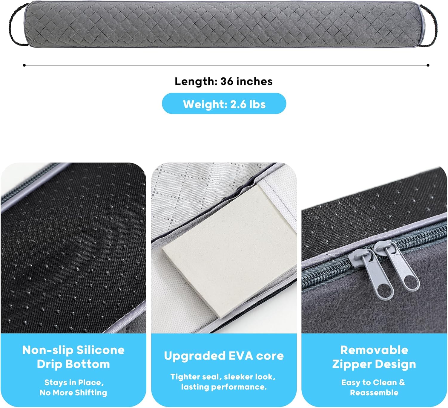 36 Inch Premium Velvet Weighted Draft Stopper