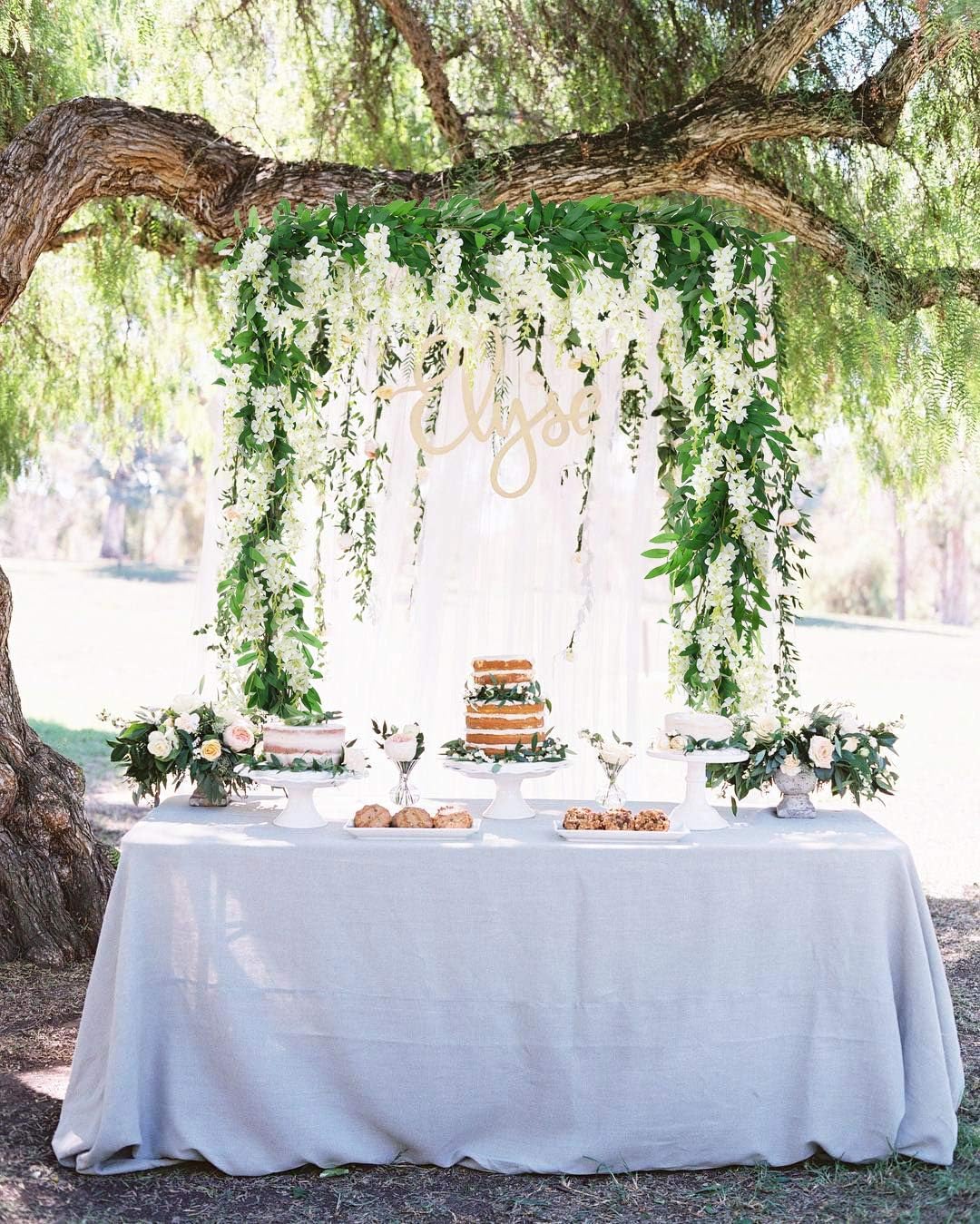 DearHouse 2Pcs 6Ft Artificial Wisteria Garland White