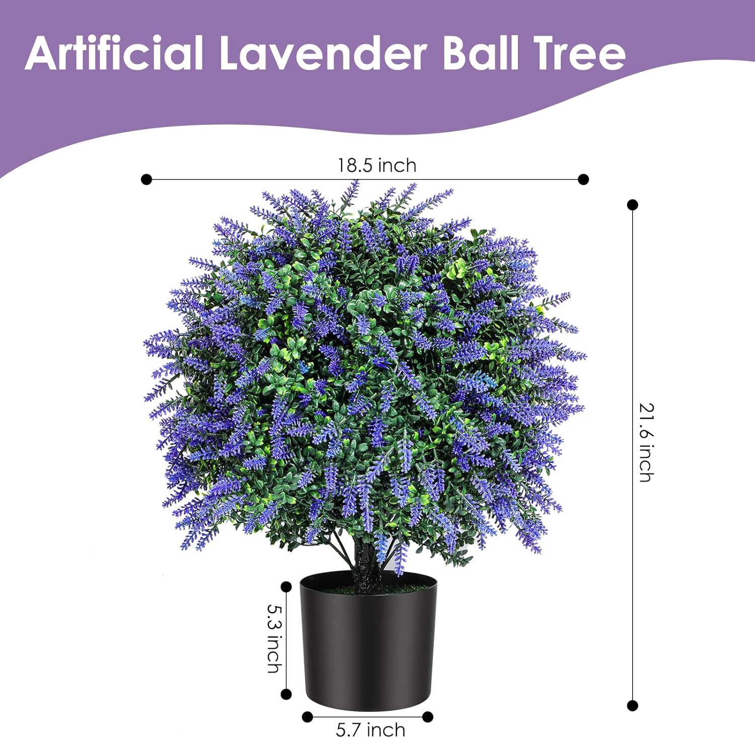 216 Inch Artificial Lavender Topiary Trees Set of 2