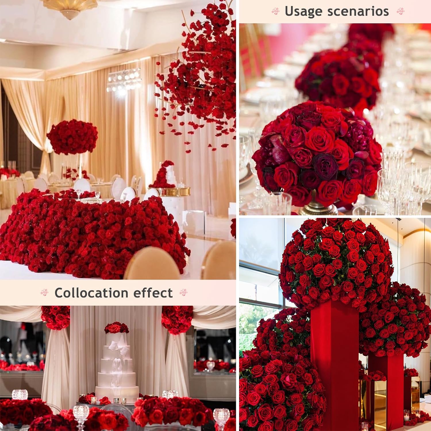 Alecono Real Touch Artificial Roses 20Pcs 4in Red Velvet Flowers
