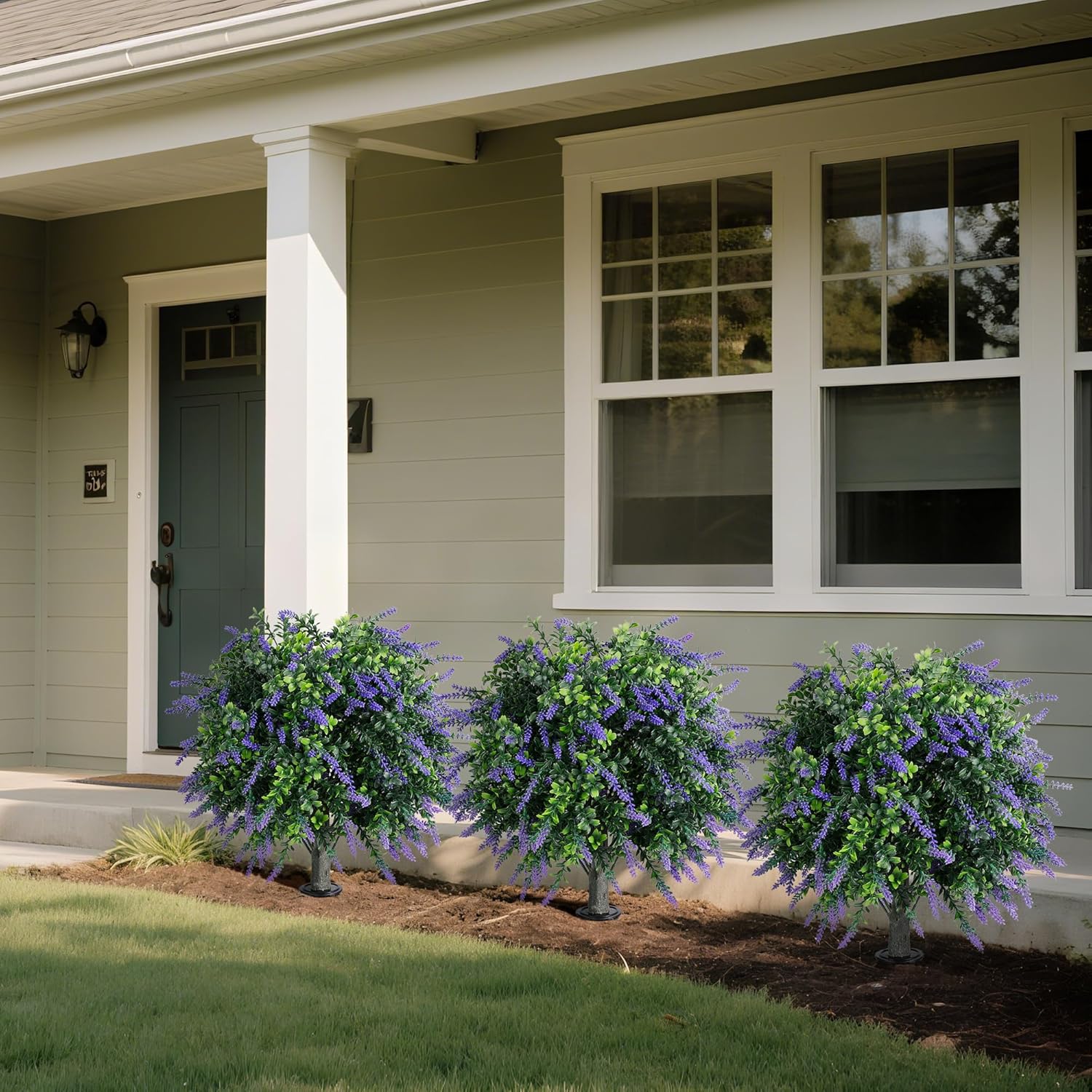 Artificial Lavender Boxwood Topiary Ball Trees Set of 2