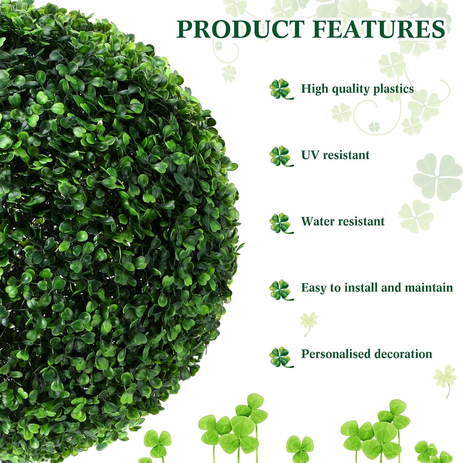 Hotop 4 Pcs 14 Inch Artificial Topiary Ball Garden Decor