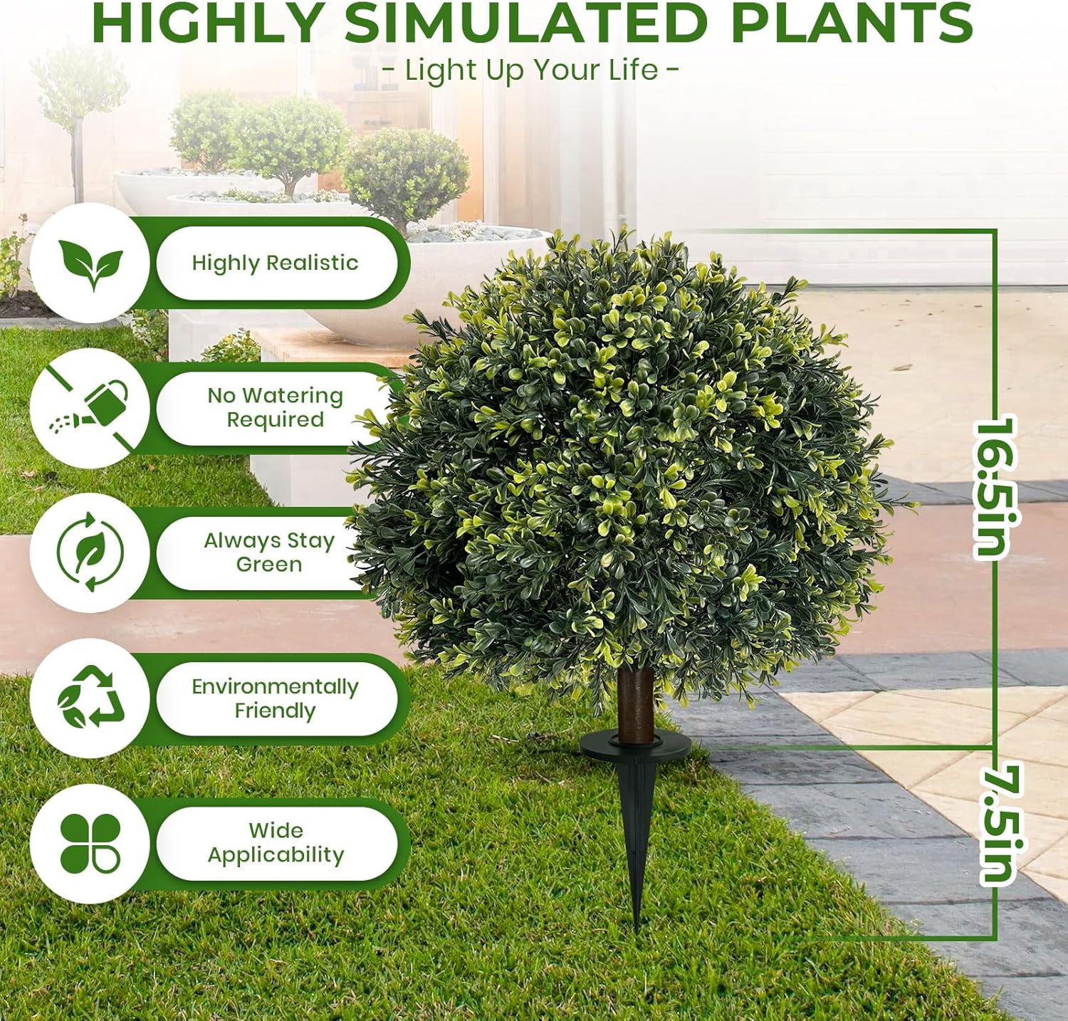 ICX 2 Pack 24 Inch Artificial Boxwood Topiary Balls