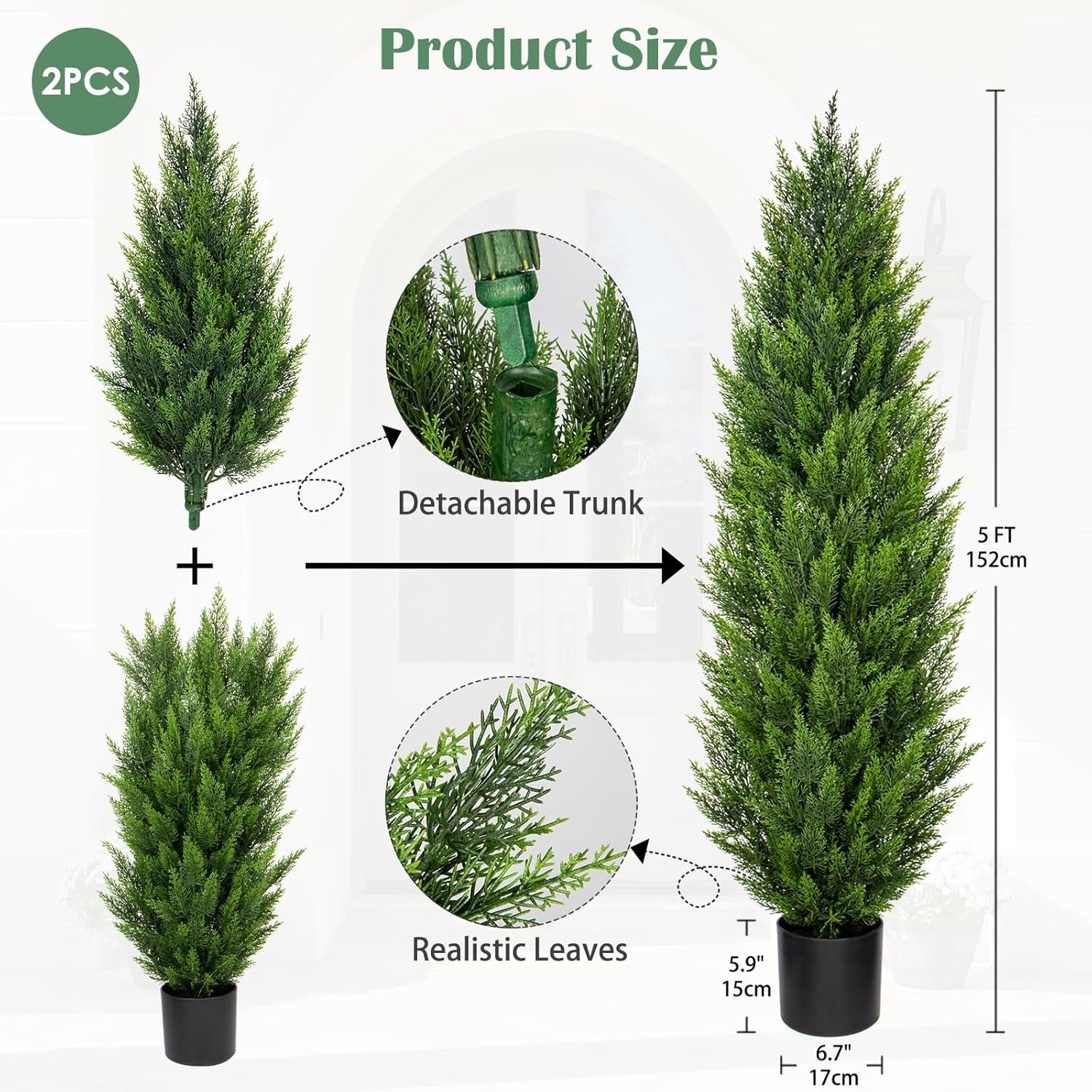 Briful 5ft Cedar Topiary Trees Artificial Set of 2
