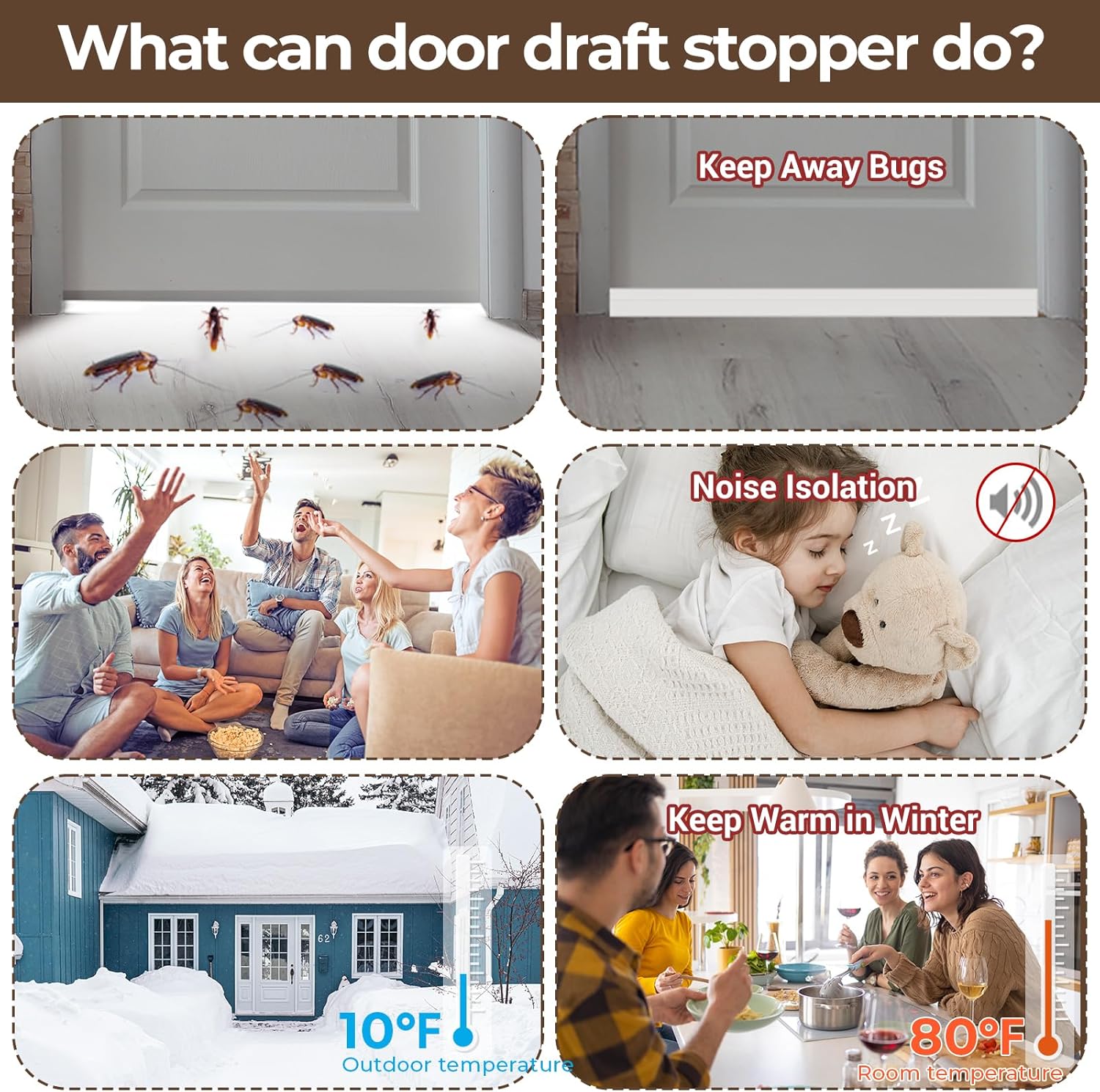 Ohuhu Door Draft Stopper 39 L x 2 W Weather Stripping Seal