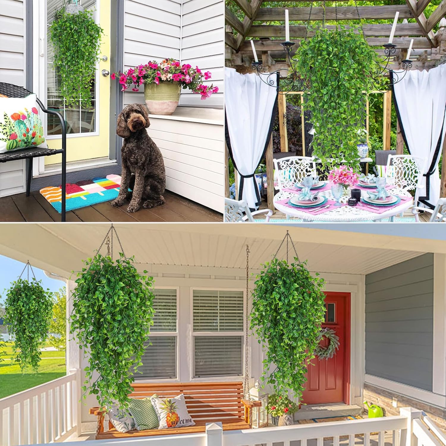 4pcs Artificial Hanging Plants 33-in Faux Ivy Vine Greenery