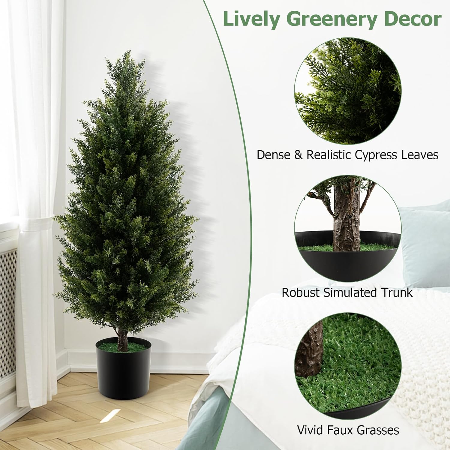 Goplus 3FT Artificial Cedar Tree Set of 2