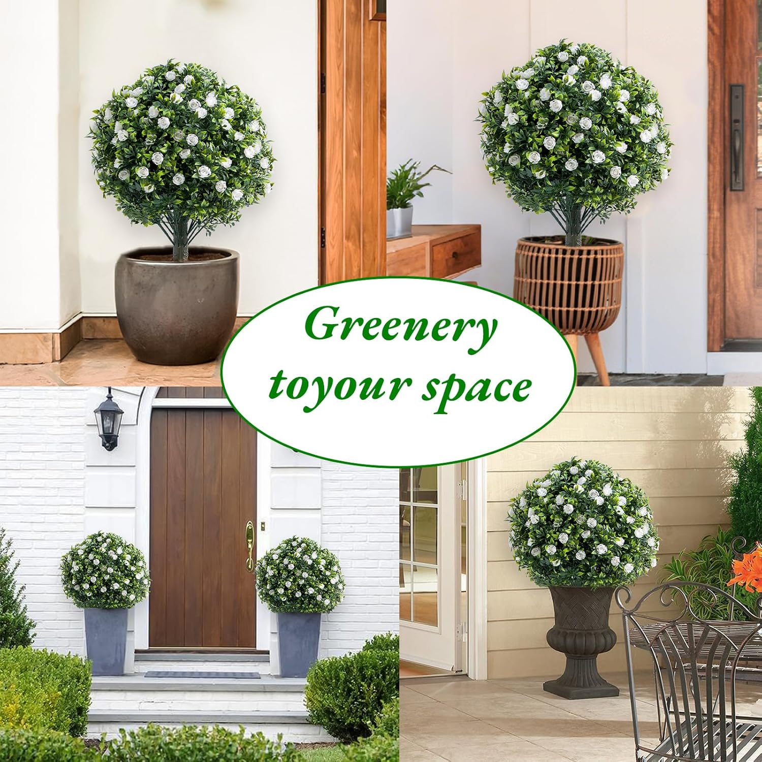 GarveeHome 236 Inch Artificial Topiary Set of 2 with Metal Spikes