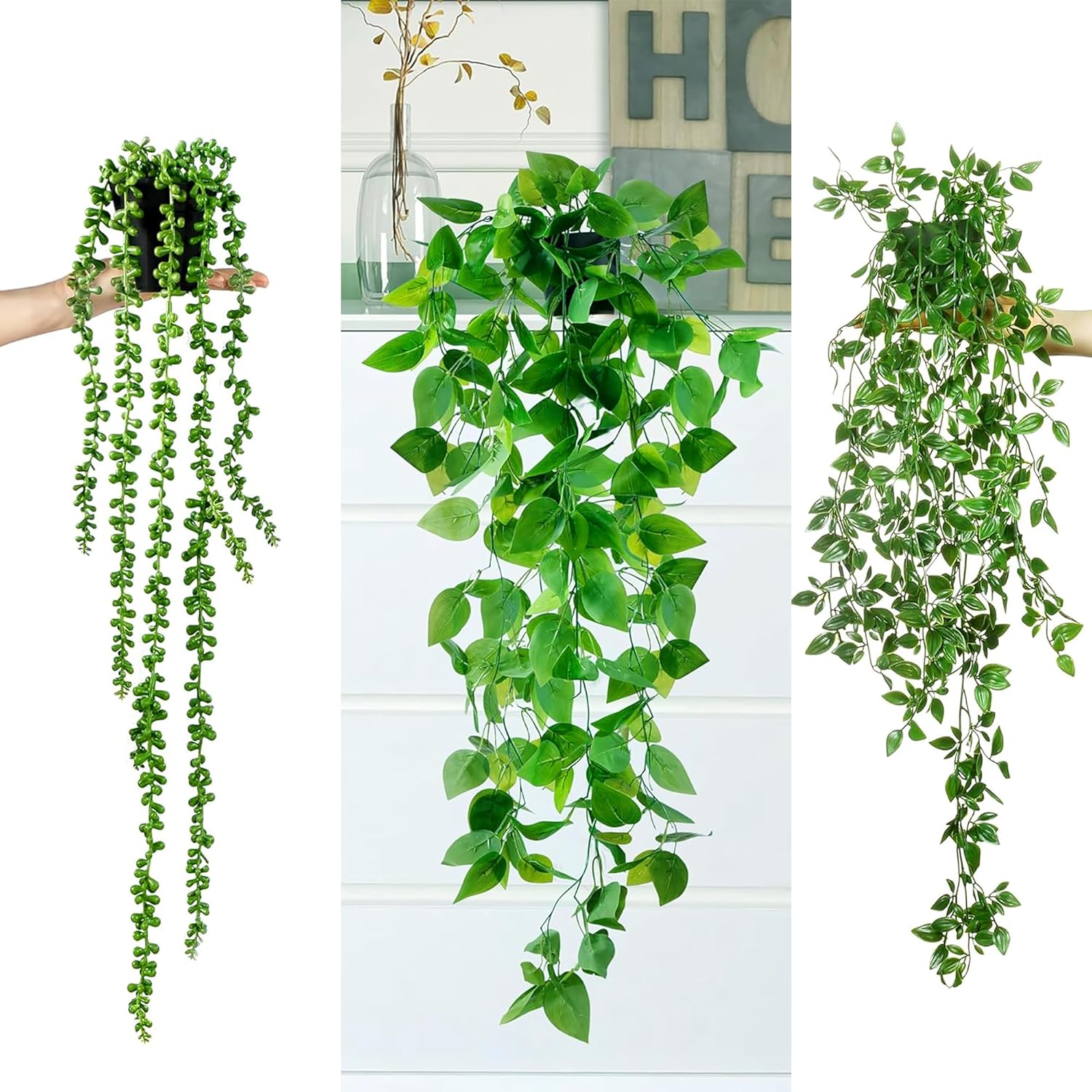 Sggvecsy 6 Pack Artificial Hanging Plants for Home Decor