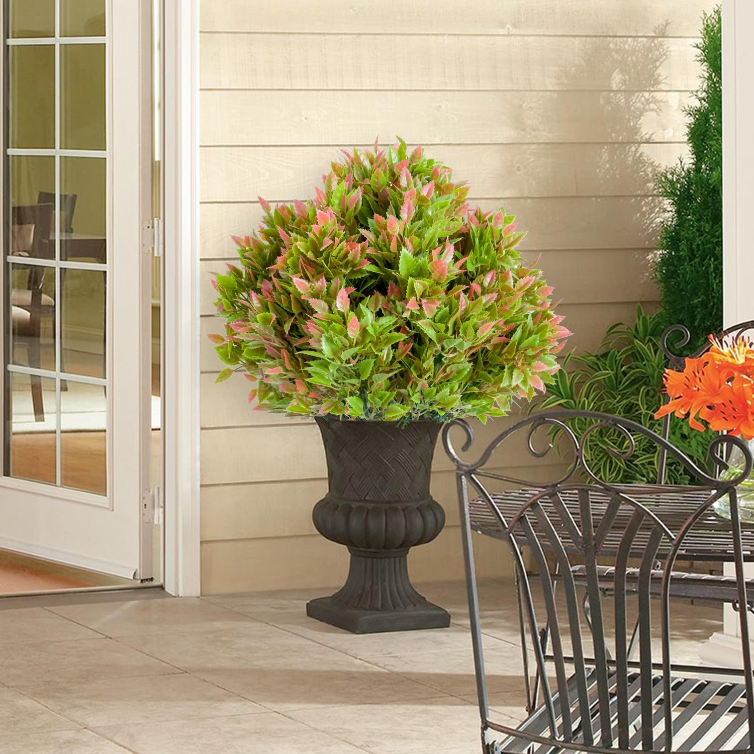 236 Inch Artificial Topiary Trees Set of 2 with Ground Spike
