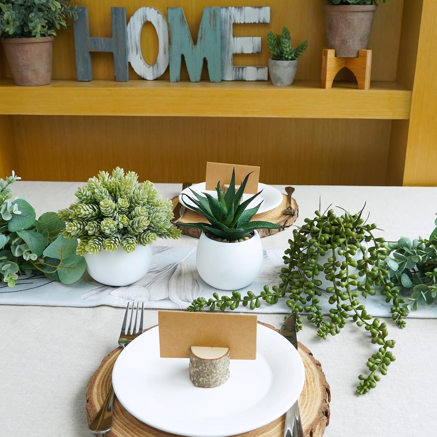 Winlyn Set of 3 Artificial Succulent Plants in Concrete Pots