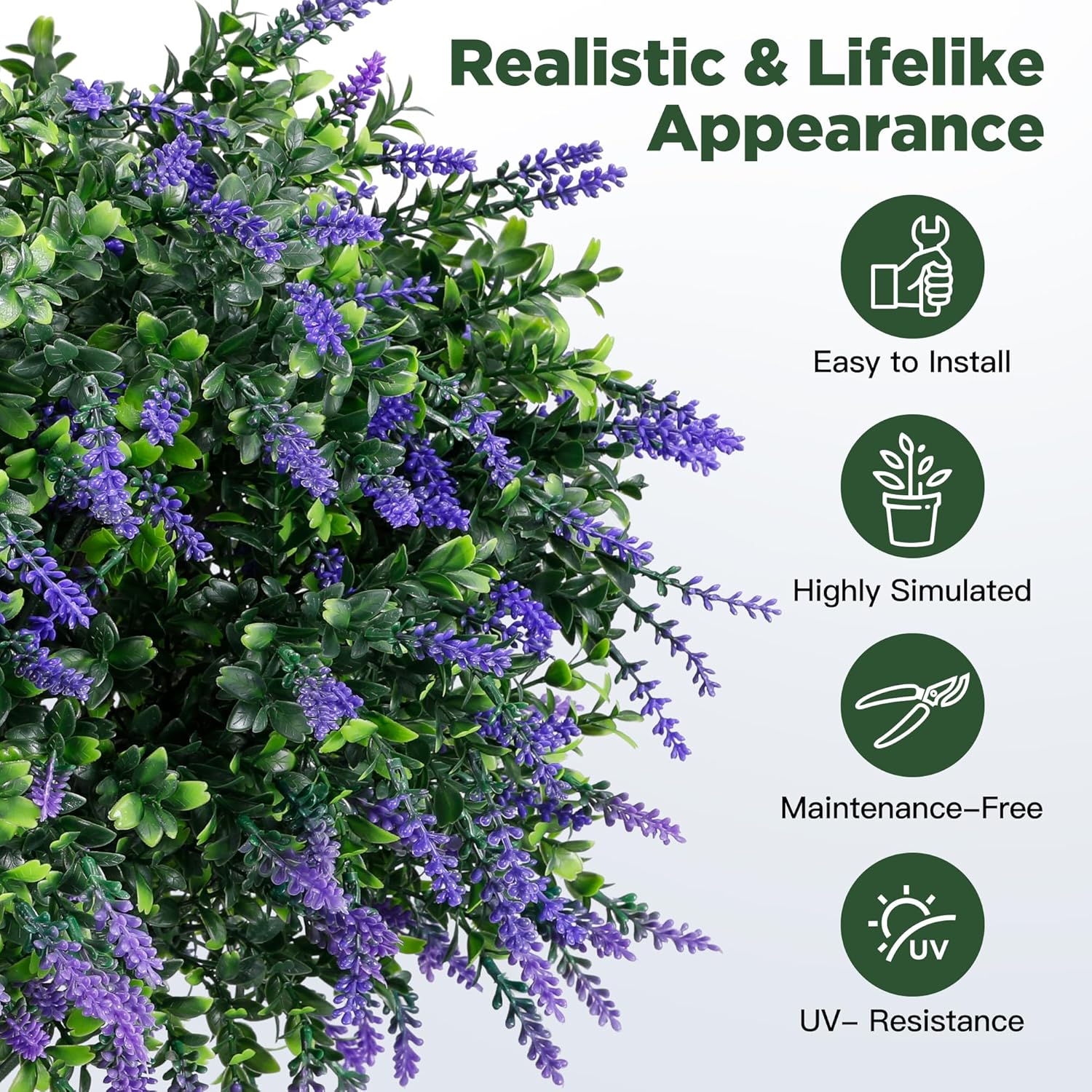 Artificial Lavender Boxwood Topiary Ball Trees Set of 2