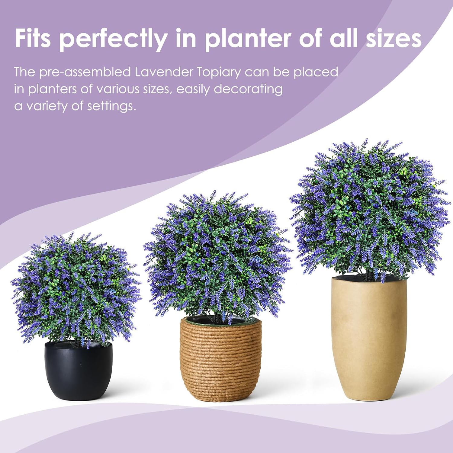 216 Inch Artificial Lavender Topiary Trees Set of 2