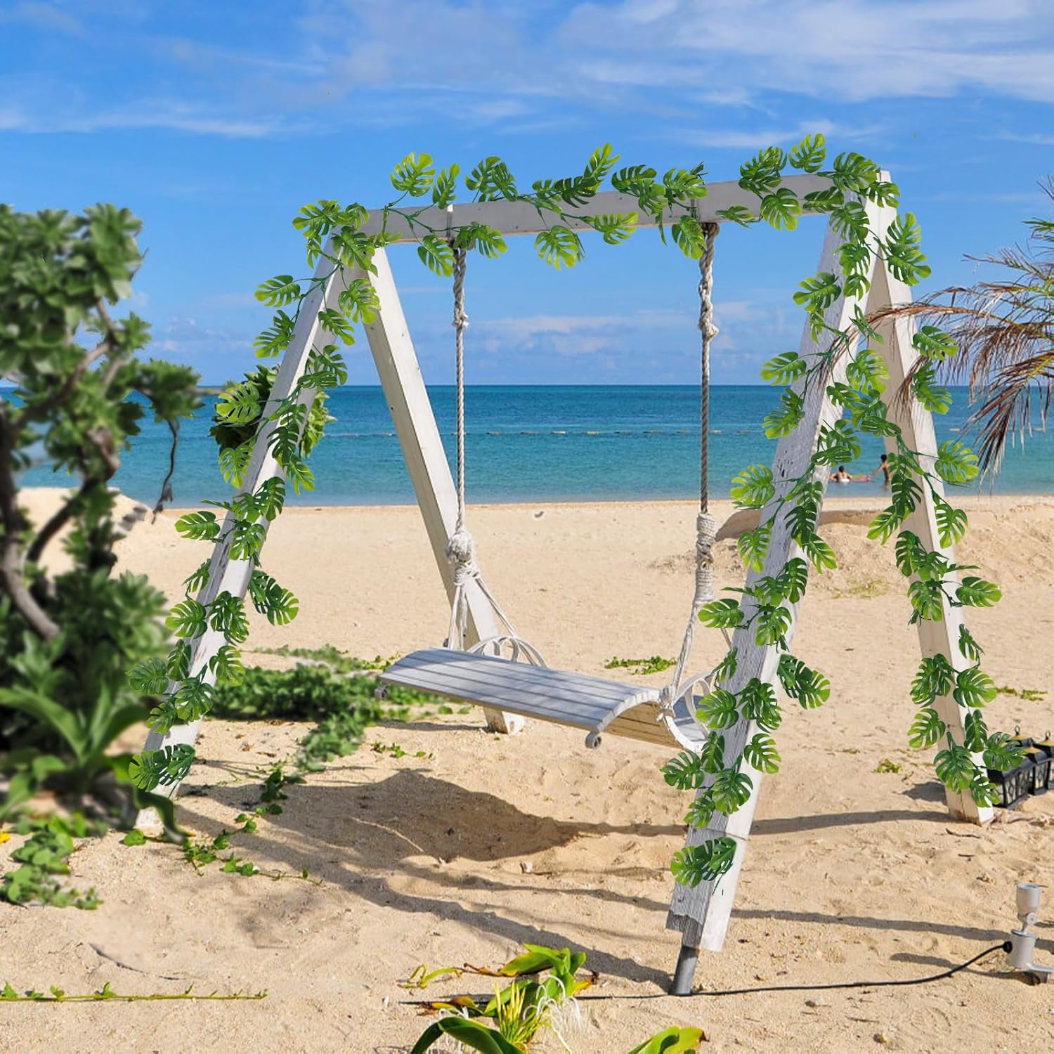 Dolicer 4Pcs Artificial Monstera Leaf Vines Hanging Garland