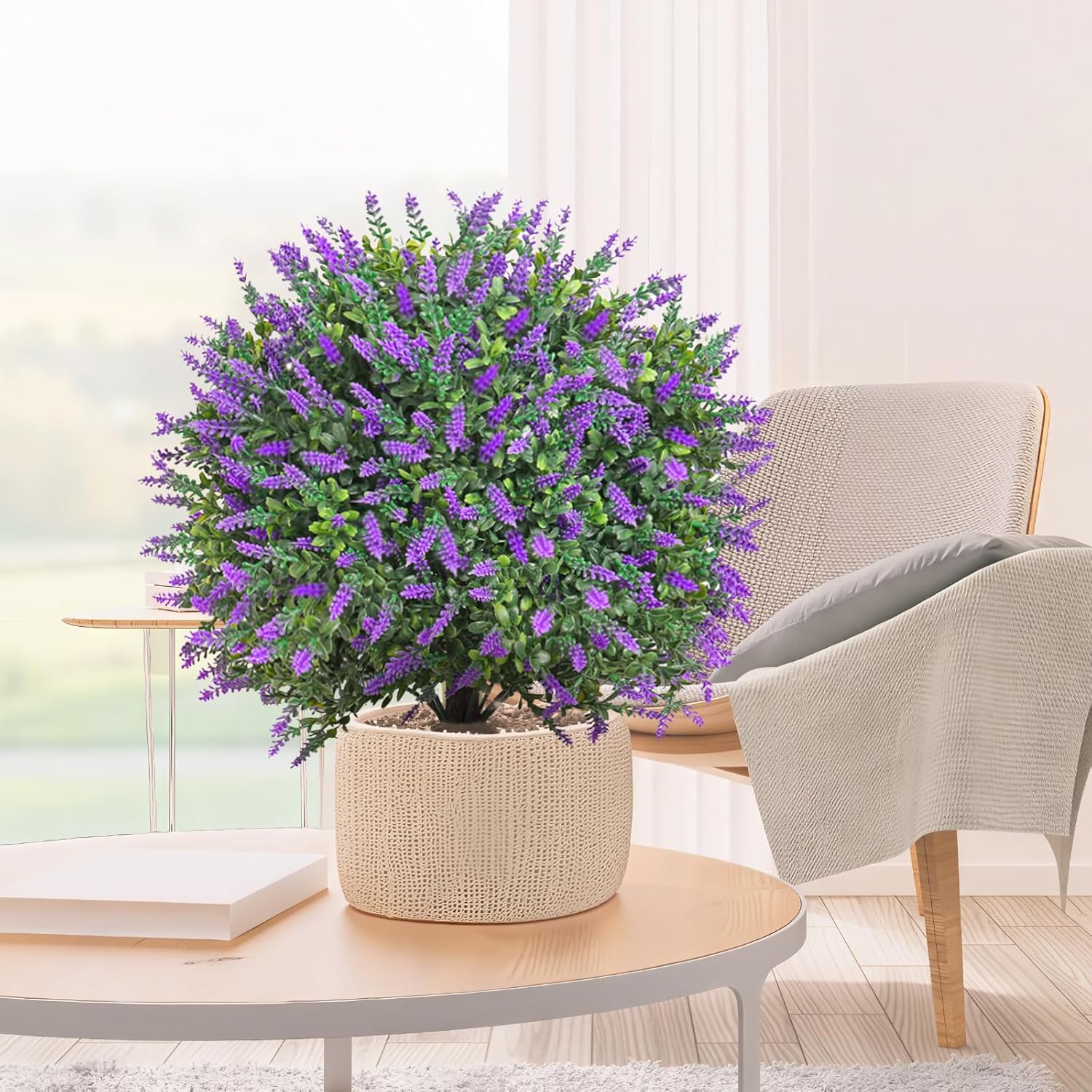Artificial Lavender Topiary Tree - 236 Inch UV Resistant Fake Plant Purple