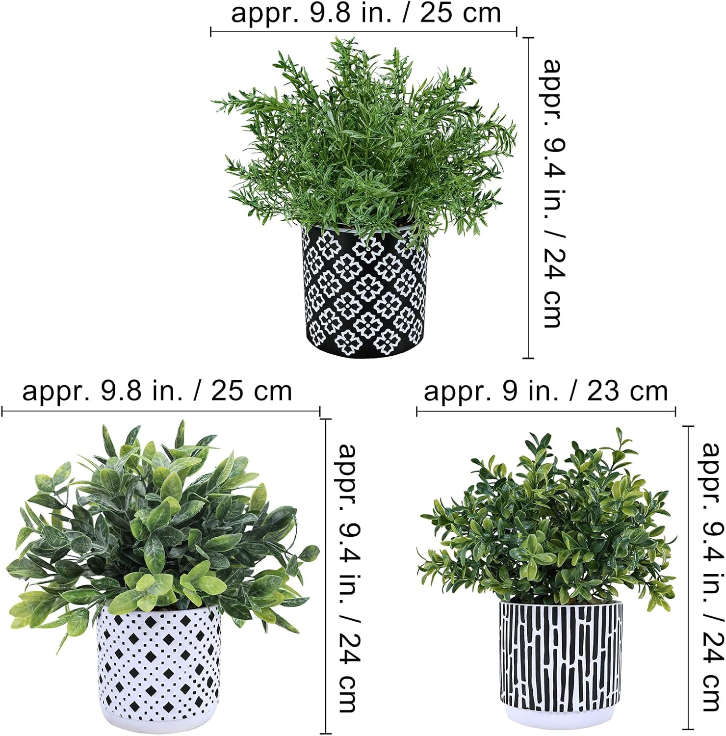 Winlyn 3-Pack Artificial Plants in Concrete Pots