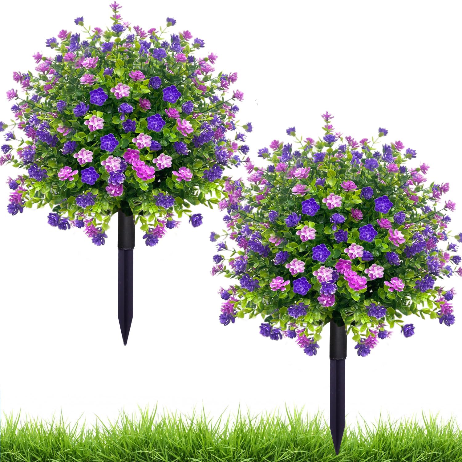 2 Pack Artificial Boxwood Topiary Ball Trees Purple