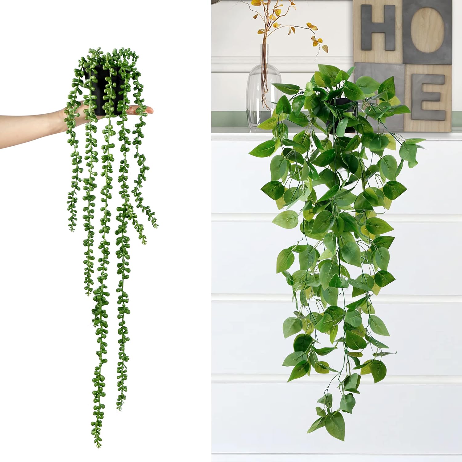 Sggvecsy 4 Pack Artificial Hanging Plants for Home Decor