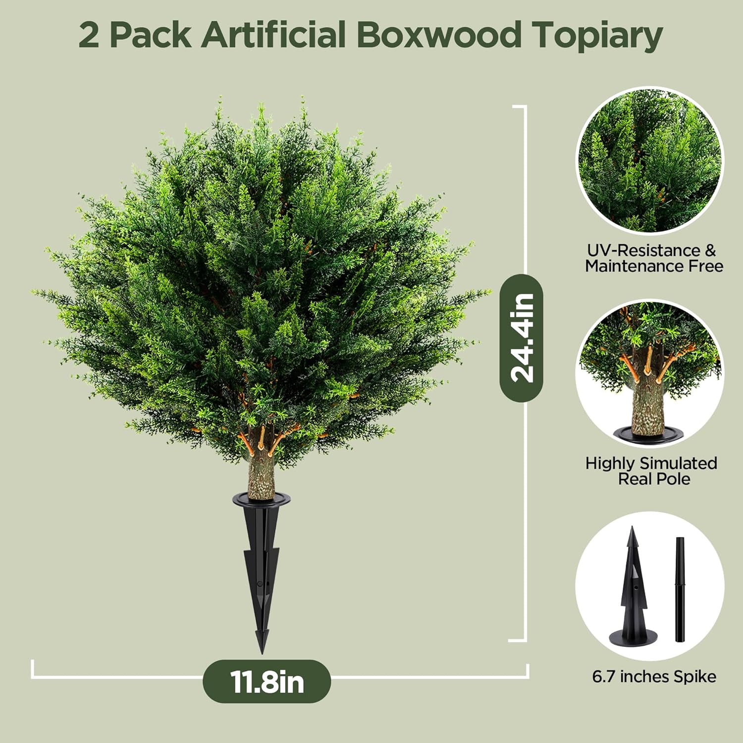 Bietrun Artificial Cypress Topiary 2 Pack