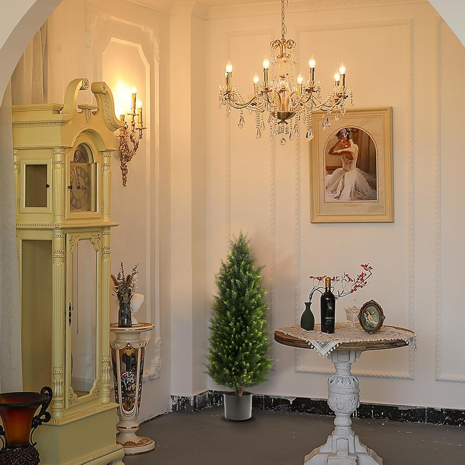 Two 32FT Artificial Cedar Topiary Trees
