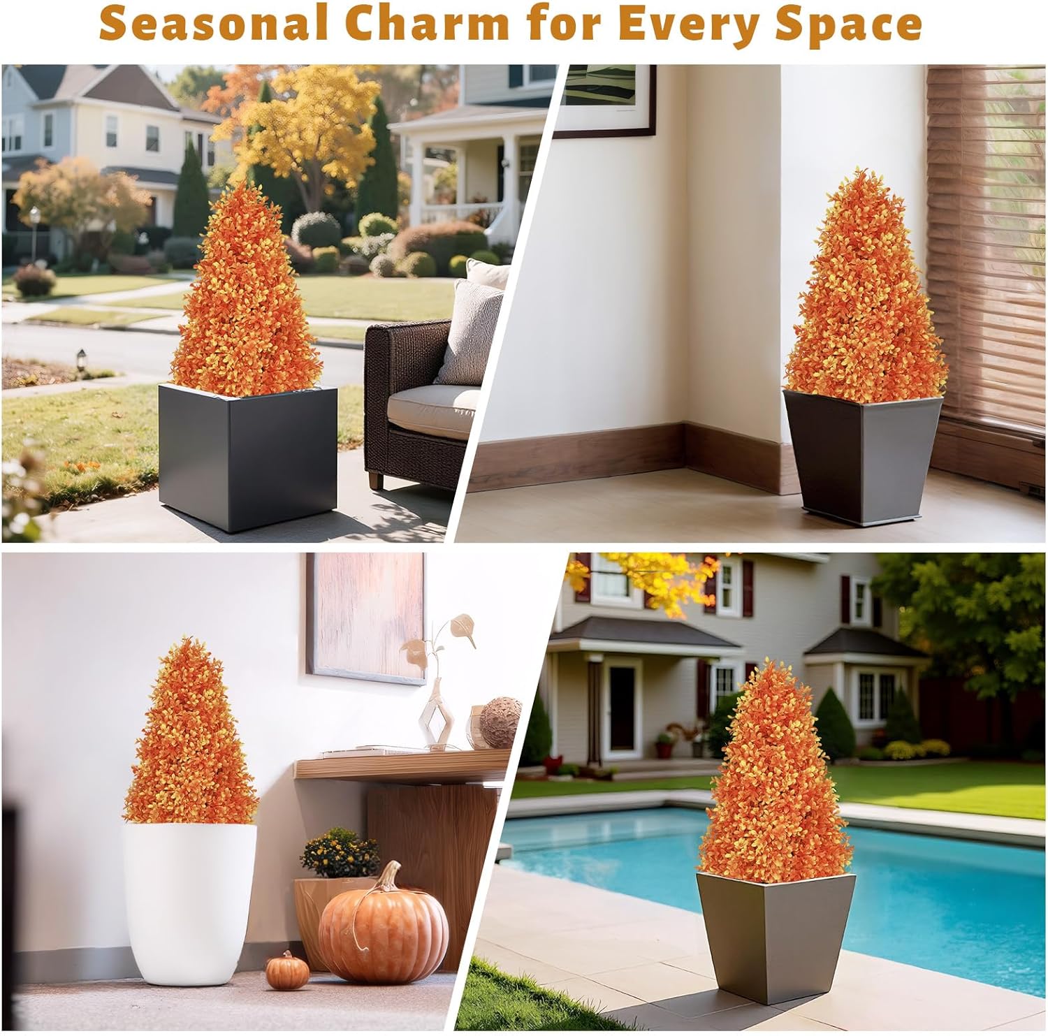 30 Inch Fall Boxwood Topiary Artificial Outdoor Set of 2