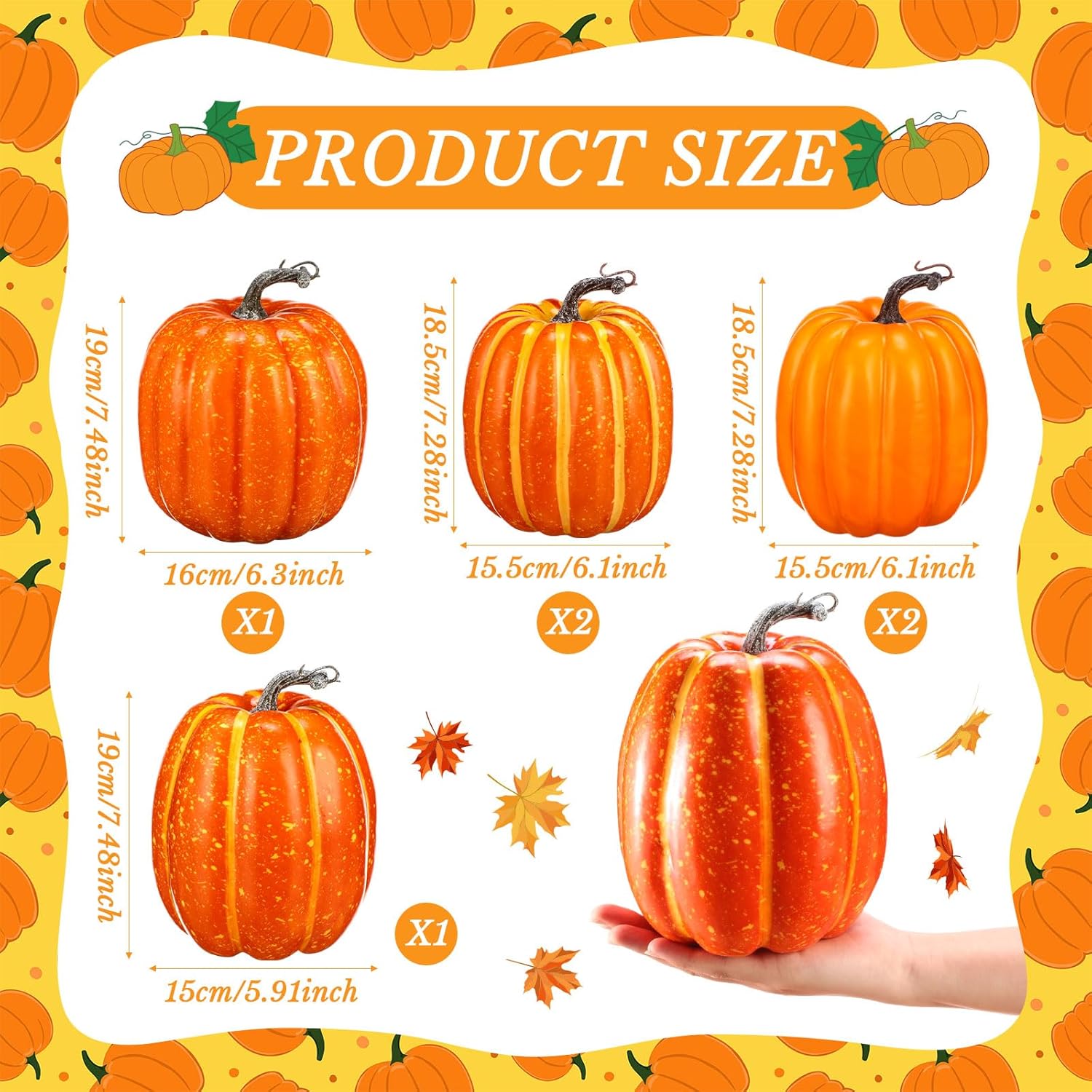 VioraWhite 6 Pcs Artificial Pumpkins Fall Decor