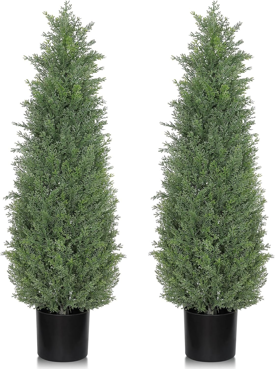 MANASENLUSH Artificial Cedar Topiary Trees 3FT Set of 2