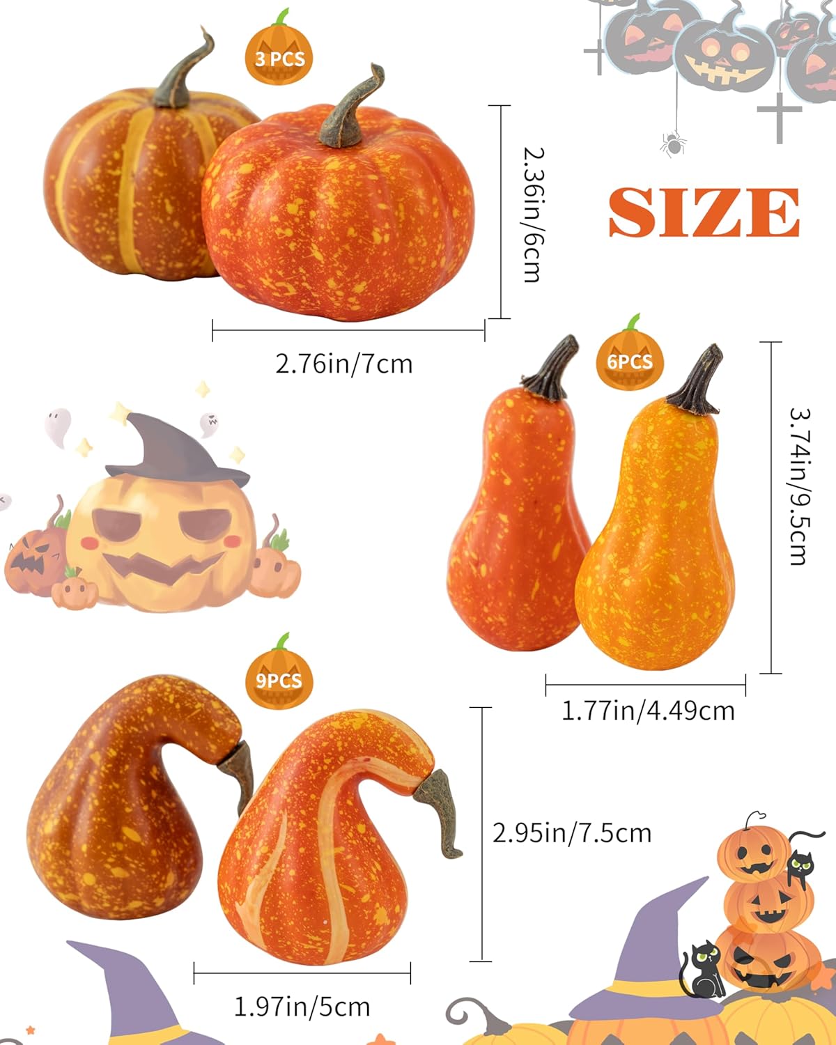 18PCS Artificial Fall Pumpkins Decor Set