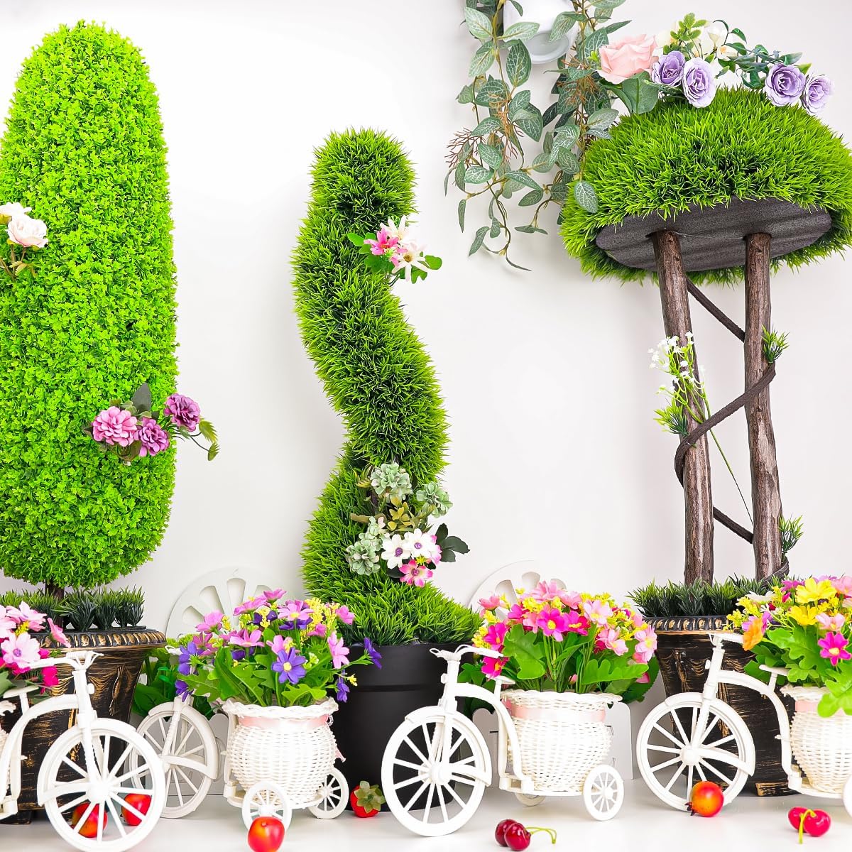 2pcs Artificial Spiral Topiary Cedar Trees for Home and Yard