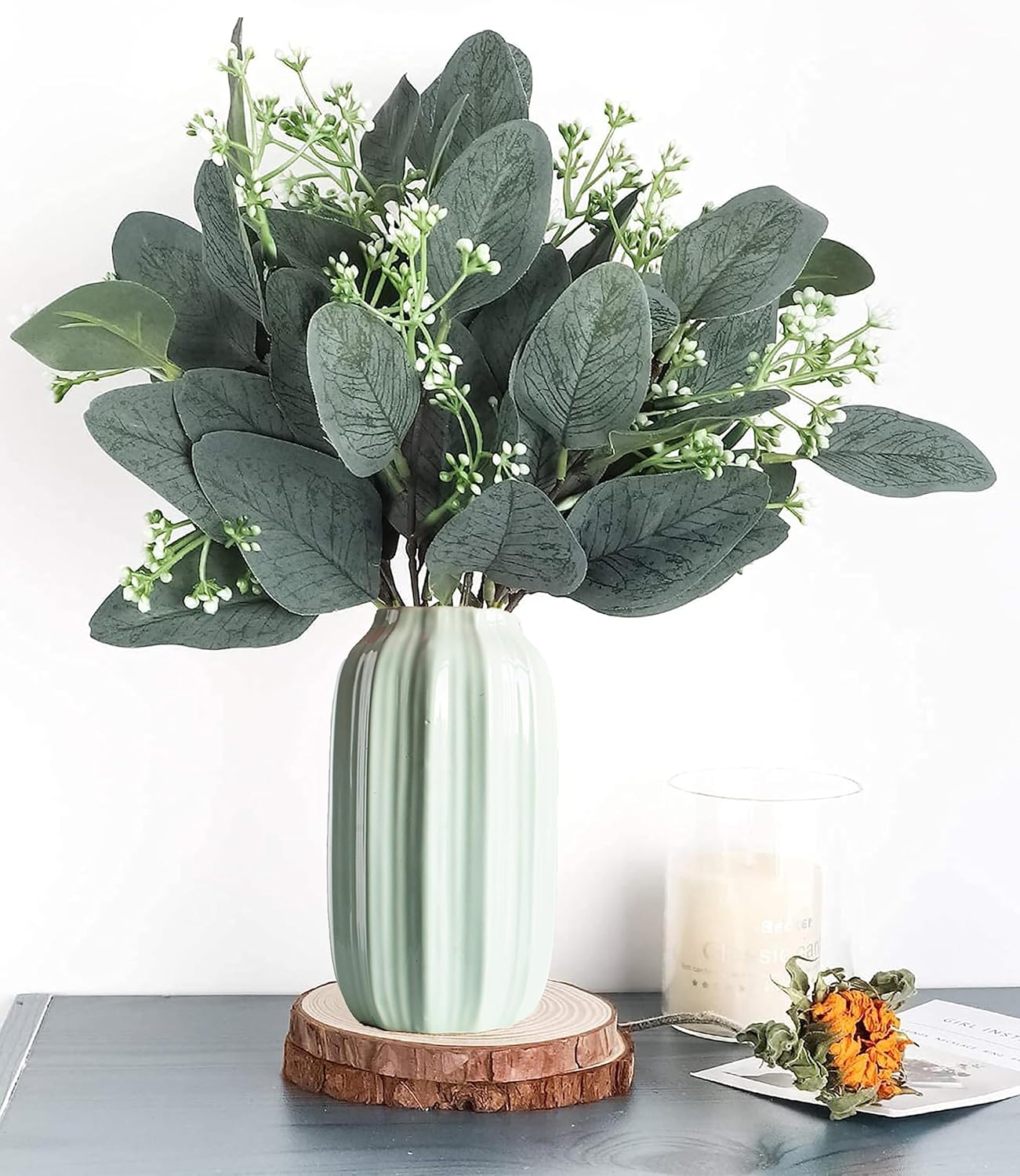 64 pcs Artificial Greenery Stems with 384 Leaves for Floral Arrangements