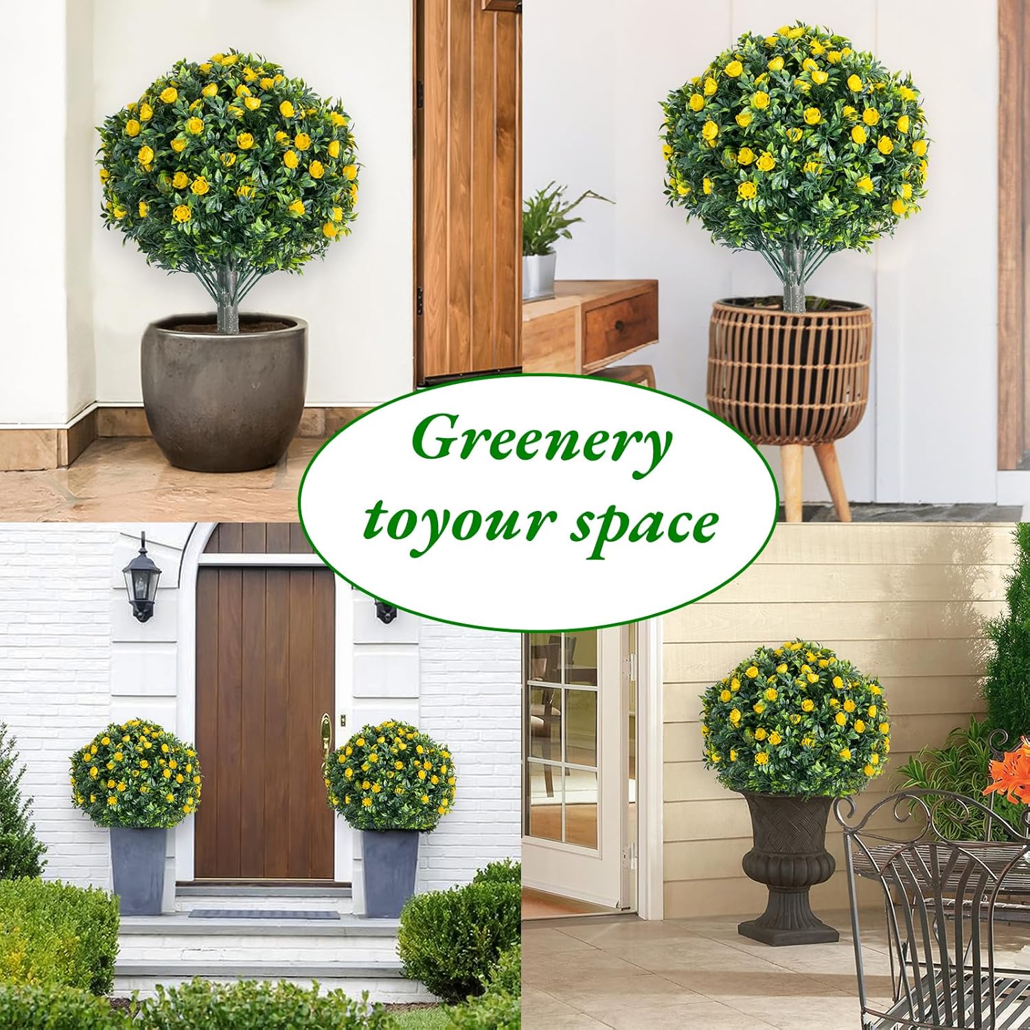 GarveeHome 236 Inch Artificial Topiary Set of 2 with Ground Spikes