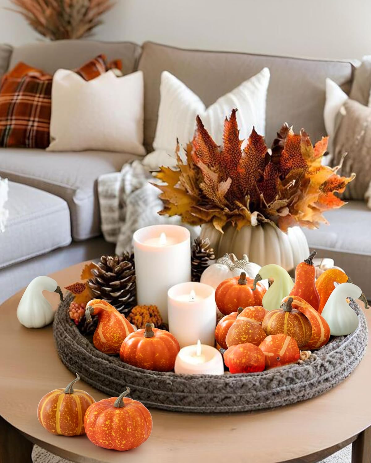 18PCS Artificial Fall Pumpkins Decor Set