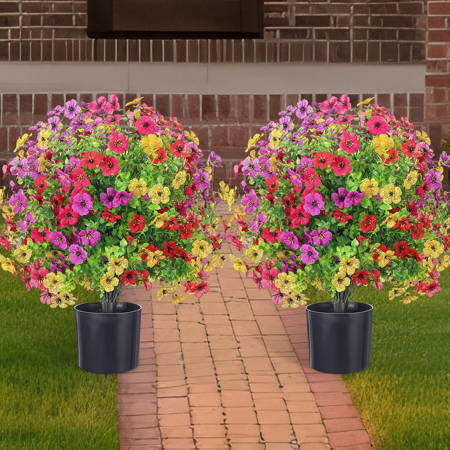 2 Pack 216 Inch Artificial Topiary Trees with Mandala Flowers